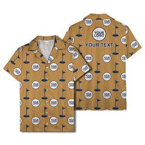 golf flag & custom logo repeat hawaiian shirt for men