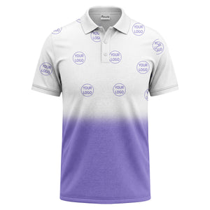 gradient black white custom logo repeat polo shirt