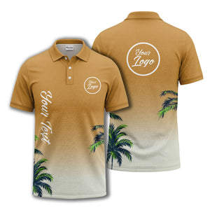 gradient fade palm trees silhouette polo shirt with custom text