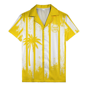 grunge monochrome palm tree silhouettes & stripe hawaiian shirt for men