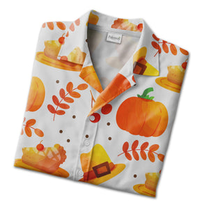 Happy Thanksgiving Day Hawaiian Shirt with Pumpkins and Cherry Pie Slices