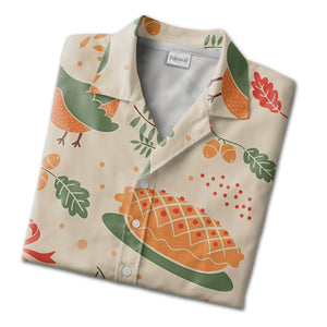 Harvest Feast Hawaiian Shirt with Roasted Turkey Sunflower and Apple Pie