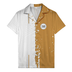ink splattered abstract lines monochrome hawaiian shirt