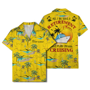 island paradise palm trees & sailboats sunset hawaiian shirt