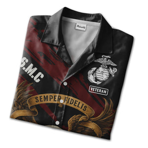 Marine Corps Eagle Hawaiian Shirt - USMC Veteran Badge Globe & Anchor Pride