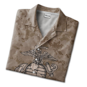 Marine Corps Veteran Camo Hawaiian Shirt - Eagle Globe Anchor Patriotic Design