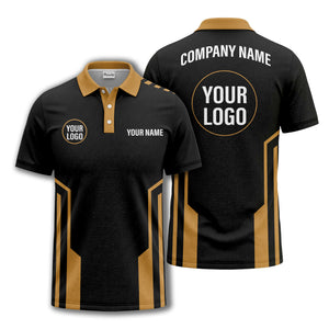 modern black white geometric stripes custom logo polo shirt