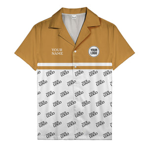 monochrome custom logo repeat hawaiian shirt for men
