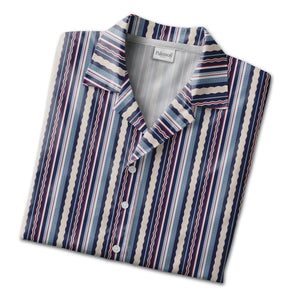 Nautical Vertical Stripe Hawaiian Shirt Preppy Classic Style