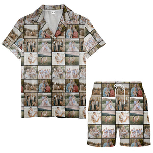 nostalgic family photo collage hawaiian shirt for men