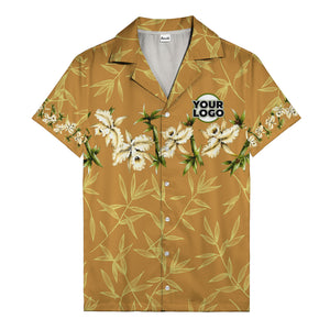 orchid & bamboo photoreal black hawaiian shirt