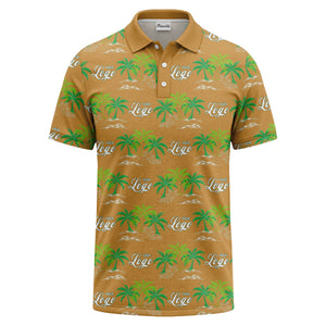 palm trees island scene repeat graphic polo shirt for men