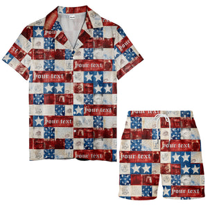 patchwork stars & stripes liberty bell eagle 1776 hawaiian shirt