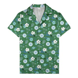 Purple Palm Blooms & Teal Leaf Hawaiian Shirt For Men