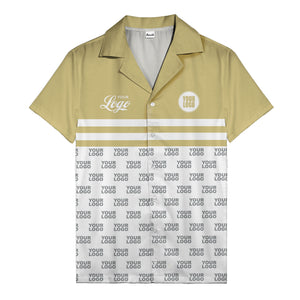 repeating customizable logo hawaiian shirt personalized text aloha button down shirt