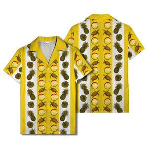 sea turtles & pineapple hibiscus striped hawaiian shirt