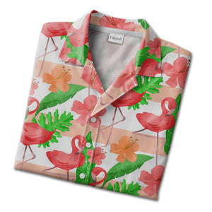 Sketchy Hearts Hawaiian Shirt with Scribbled Fill in Maroon and Pink