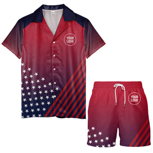 stars & stripes diagonal american flag hawaiian shirt for men