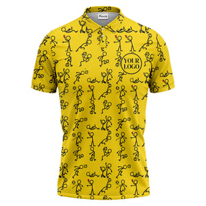 stick figure soccer players & balls cartoon polo shirt for men