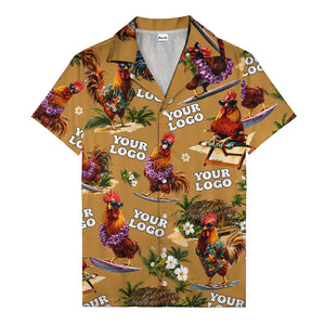 surfing roosters riding waves aloha hawaiian shirt with surfboards