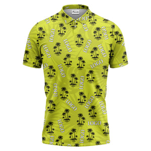 teal tropical island palm trees vacation ready polo shirt for beach days