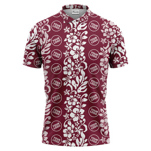 tropical hibiscus custom multi color floral print golf polo shirt for men