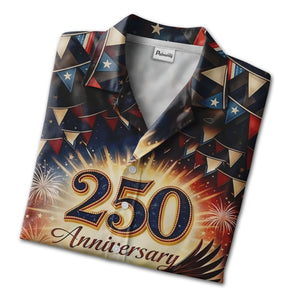 USA Landmarks Hawaiian Shirt - Eagle Capitol Statue of Liberty & Fireworks Anniversary