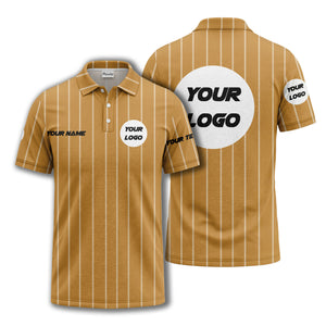 vertical pinstripe custom logo personalized text polo shirt