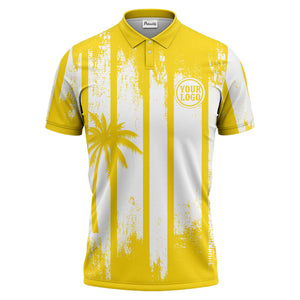 vertical striped palm trees grunge texture polo shirt for men