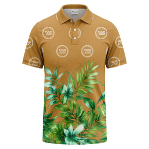 watercolor exotic ferns & logo circle polo shirt