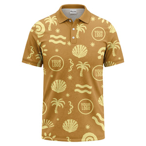 watercolor palm trees seashells waves polo shirt for beach vacation