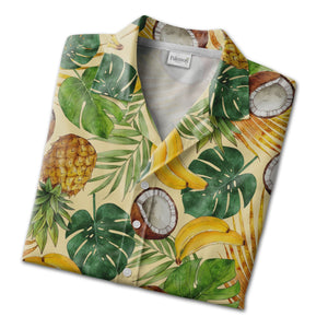 Watercolor Pineapple Hawaiian Shirt with Bananas and Coconuts