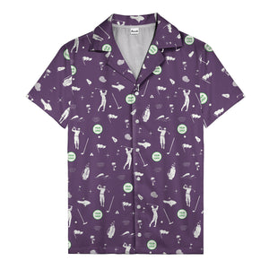 Whimsical Golfers Palm Wave Hawaiian Shirt Aloha Button Down Shirt