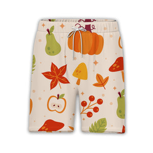 Autumn Harvest Hawaiian Shirt with Pumpkins Mushrooms and Maple Leaves
