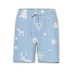 Baby Blue Christmas Reindeer Hawaiian Shirt with Snowflake Stars