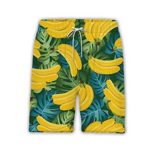 Banana Hawaiian Shirt on Dense Green Monstera Leaf Background