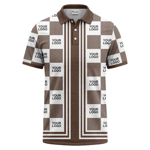 barcode graphic custom logo black white polo shirt for men