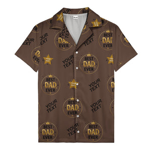 best dad ever gold crown circle repeat pattern hawaiian shirt for men