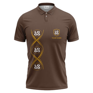 black gold infinity spiral shield team name graphic polo shirt for men