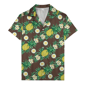 black pineapple & plumeria photographic all over hawaiian shirt