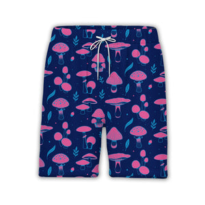 Black Psychedelic Neon Mushroom Hawaiian Shirt with Vibrant Trippy Colors