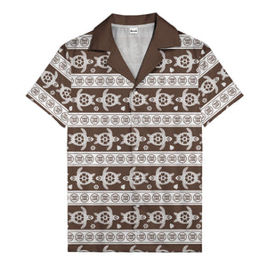 black sea turtles & white floral repeat hawaiian shirt for men