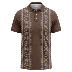 black white fish symbol repeat pattern golf polo shirt