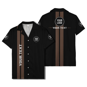 bold vertical stripe custom logo hawaiian shirt for men