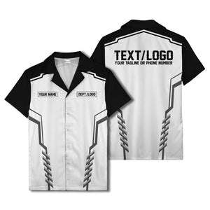 bowling team stripe name box hawaiian shirt for men