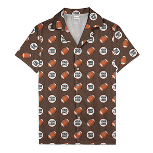 cartoon football field custom logo pattern black hawaiian shirt for men