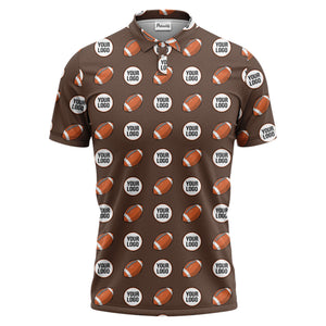 cartoon football logo circle repeat black sports polo shirt for men