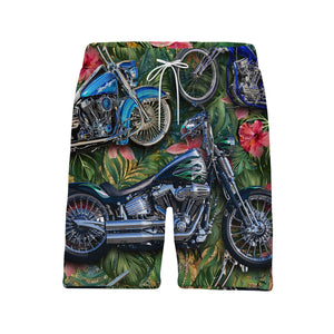 Chrome Hibiscus Biker Paradise Tropical Motorcycle Hawaiian Shirt For Men