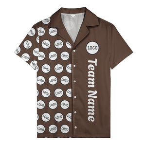 circle logo columns & team name text graphic black white hawaiian shirt