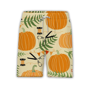 Crafty Autumn Pumpkin Hawaiian Shirt with Scissors and Thread